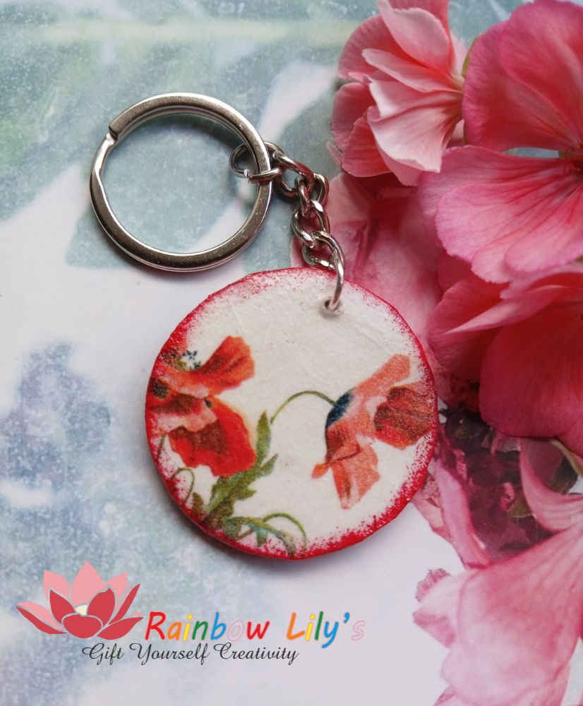 Breloc din lut „Mac Roșu” - imagine 3