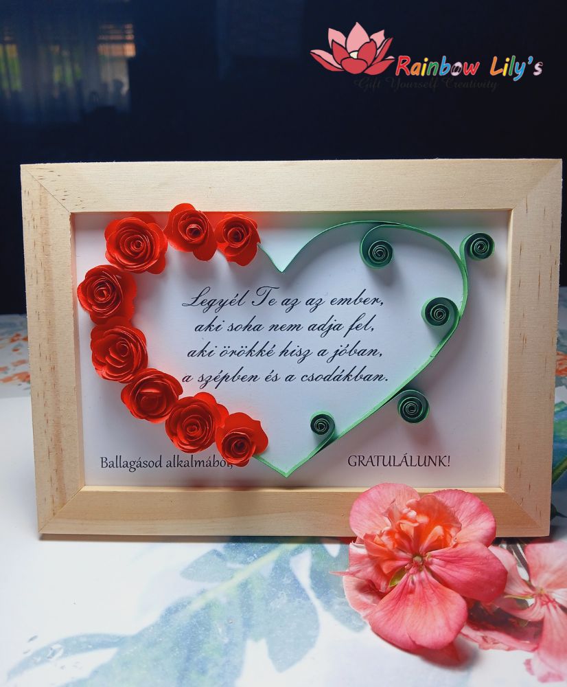 Felicitare 3D quilling inimă