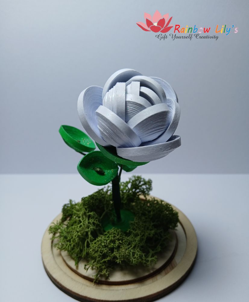 Trandafir alb 3D în cupolă - imagine 2